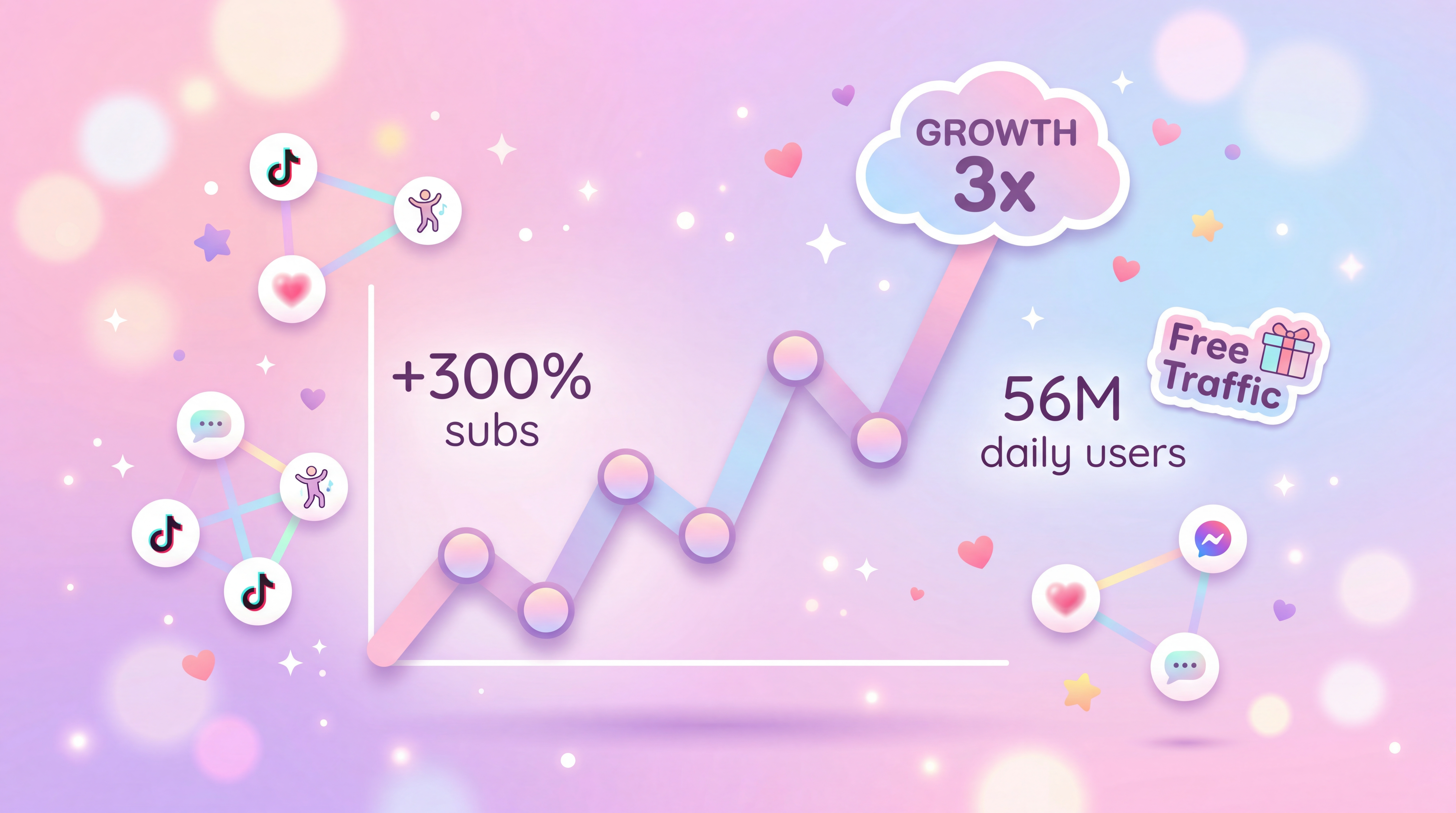 Reddit marketing strategy growth chart with network nodes representing subreddits